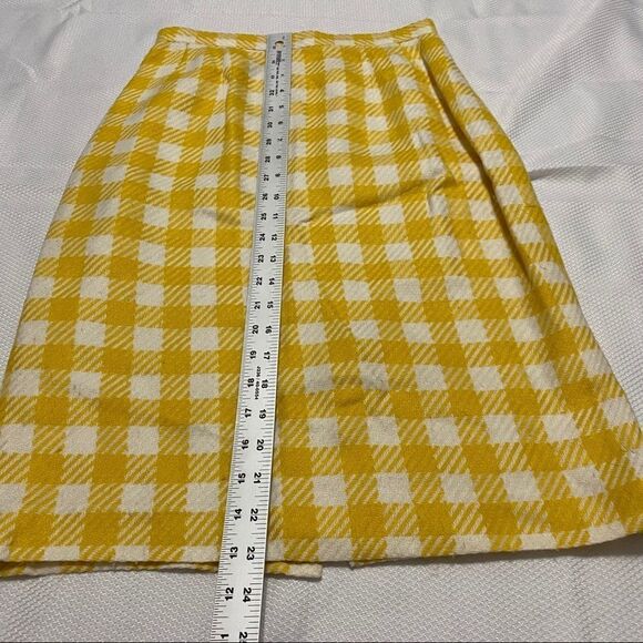 Vtg Ann Taylor Yellow & White Houndstooth Skirt - Picture 3 of 7